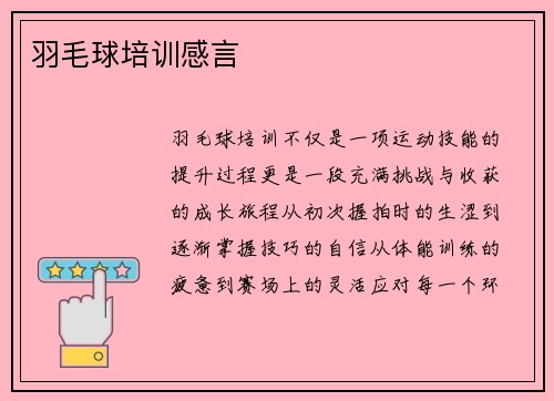 羽毛球培训感言